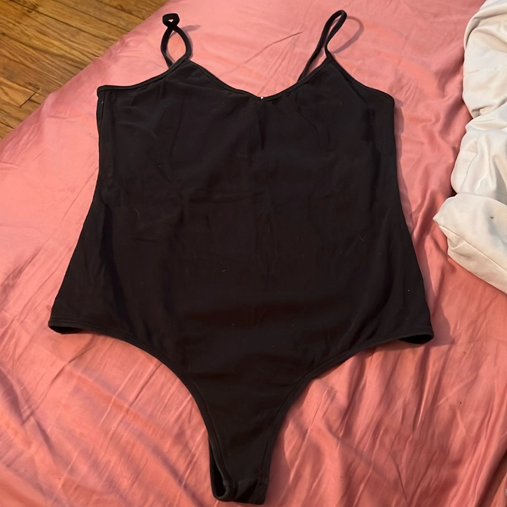 Black v neck bodysuit